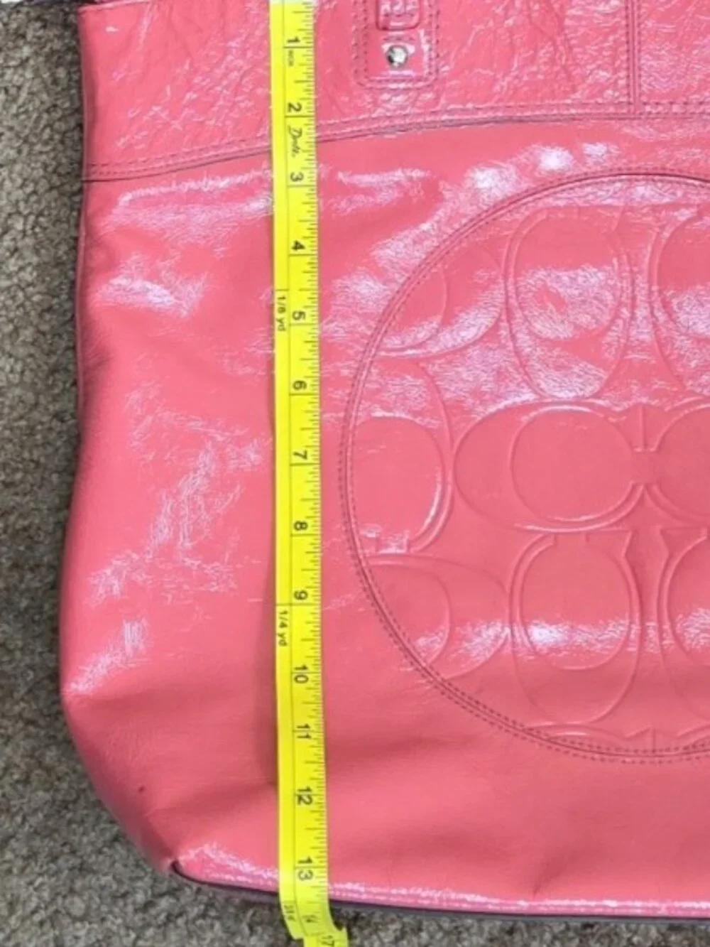 Coach‎ Laura F18900 Coral Pink Patent Leather Large Tote Bag